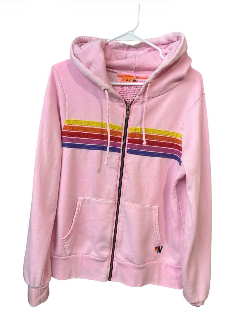 Aviator Nation Pink Full Zip Hoodie Medium